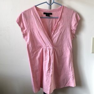 Calvin Klein Jeans Pink V Neck Short Sleeve Size Large